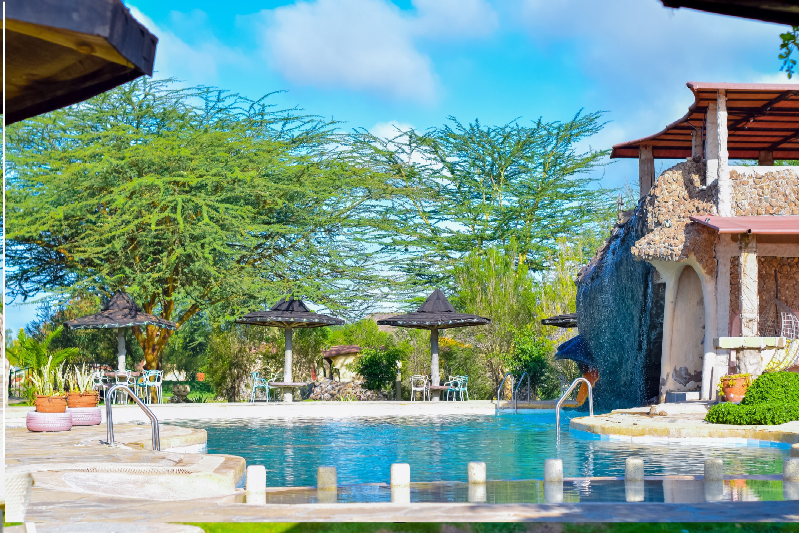 Poolside accommodation retreat