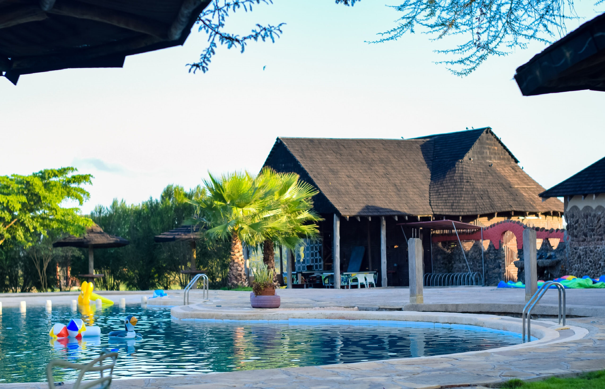Resort pool and outdoor lounge area